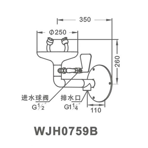 WJH0759B不锈钢紧急洗眼器（接墙式）
