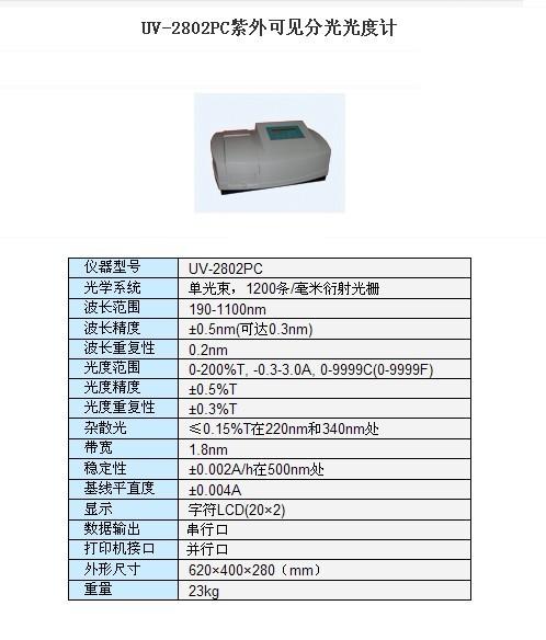 UV-2802-扫描型紫外可见分光光度计UV-2802S/UV-2802PC/UV-2802PCS