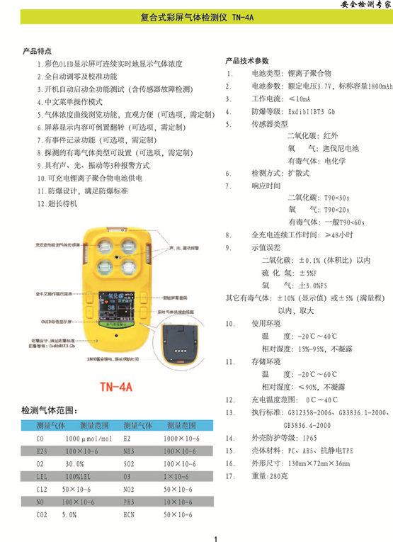四合一气体检测仪TN-4