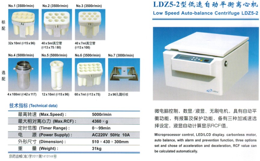 LDZ5-2台式低速自动平衡离心机