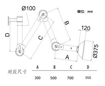 SAN-6515A壁式铝合金三节抽气罩（活动半径1500mm）