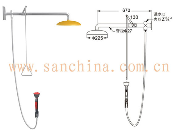 SAN-7107APH复合式紧急冲淋洗眼器（不锈钢）