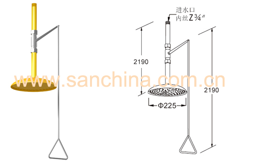 SAN-7108M吸顶式紧急冲淋器（不锈钢）