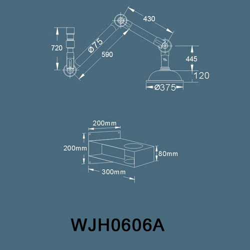 WJH0606A壁式三节万向抽气罩（PC金属）