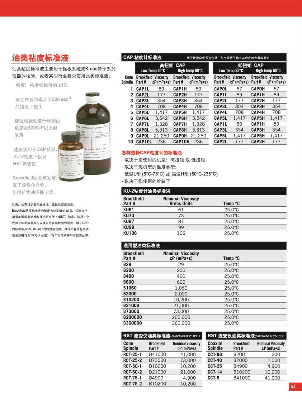 博勒飞Brookfield-硅油型粘度标准液500/1000/5000/12500CPS