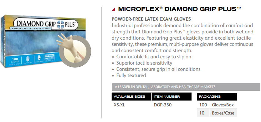 Microflex Diamond Grip plus钻石把握型优质乳胶手套